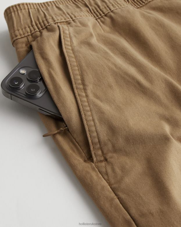 Bottoms Hollister Men Twill Jogger Shorts 9\\ 488201138 Dark Khaki